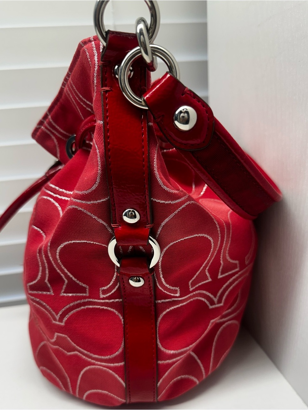 Coach Poppy Signature Lurex Cinch Bucket Bag - Picture 5 of 17
